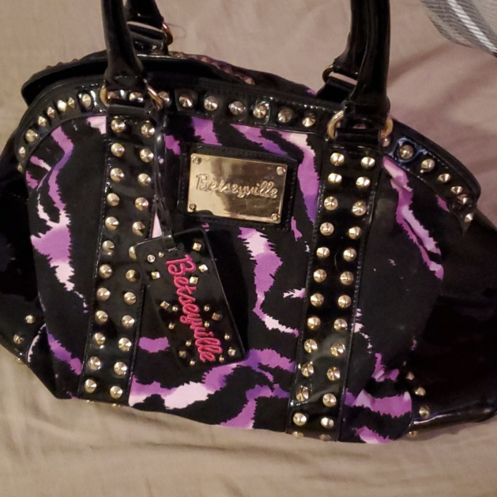 Betseyville Purple & Black Animal Print Weekender